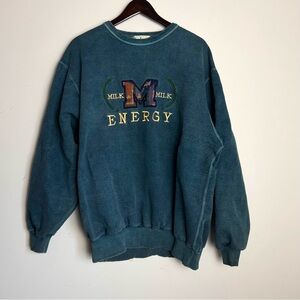 Non Fiction ‘Milk Energy’ Blue w/Teal wash vintage Crewneck Sweatshirt